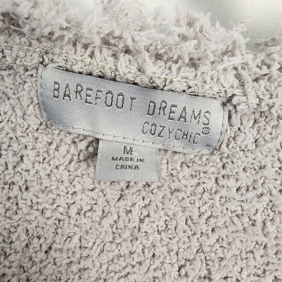 Barefoot Dreams Cozychic Light Gray Fringed Jacket Cardigan Sweater Size Medium - Picture 5 of 8